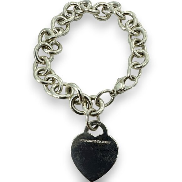 Tiffany & Co 925 Silver Return Tiffany Collection Heart Tag Charm Bracelet Roma - Picture 2 of 5